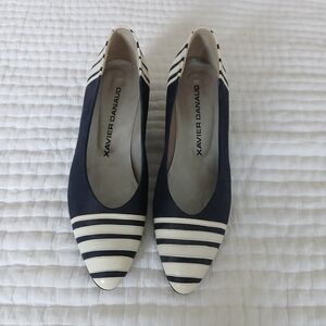 Xavier DONAUD Vintage Black And White Pumps Leather With Fabric In EUC Size 7B